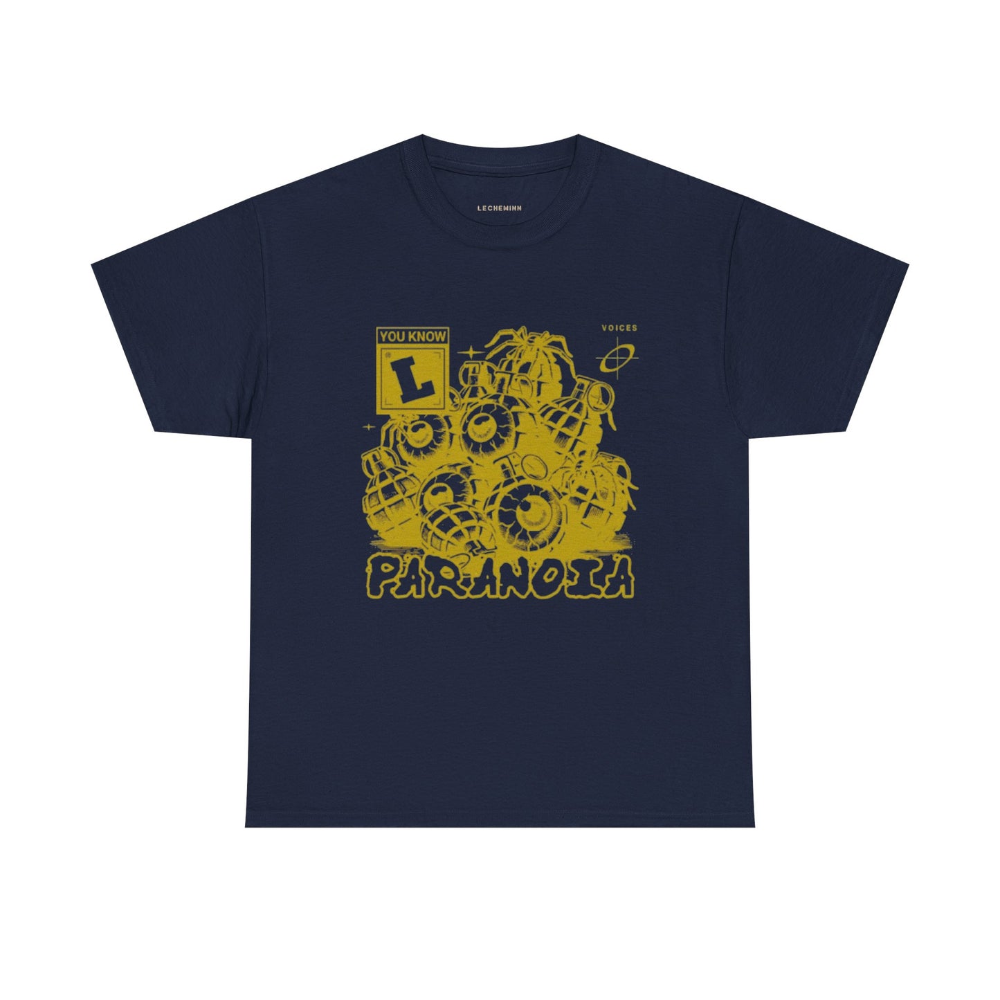 Heavy "Paranoia" Cotton Navy/Yellow Tee