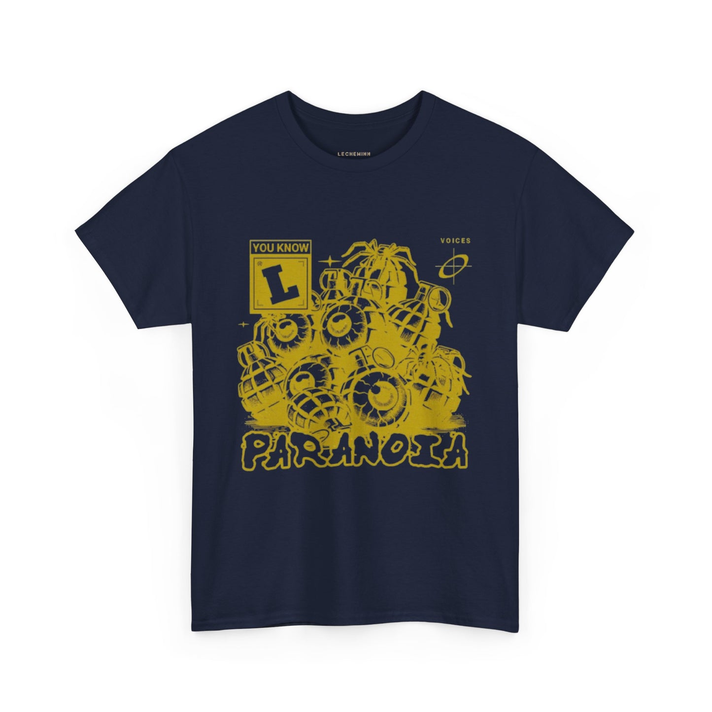 Heavy "Paranoia" Cotton Navy/Yellow Tee