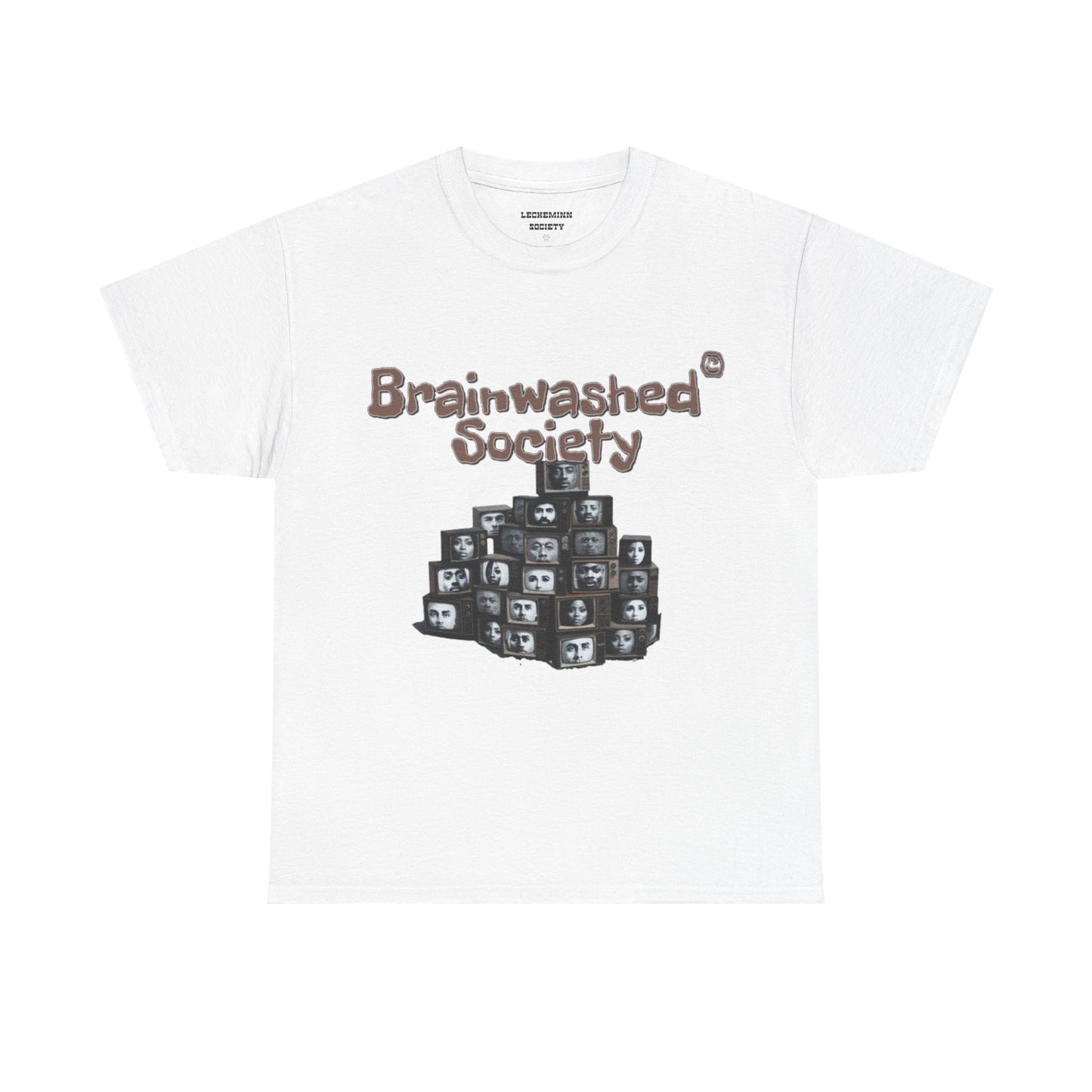 Heavy "Brainwashed Society" Cotton  White Tee