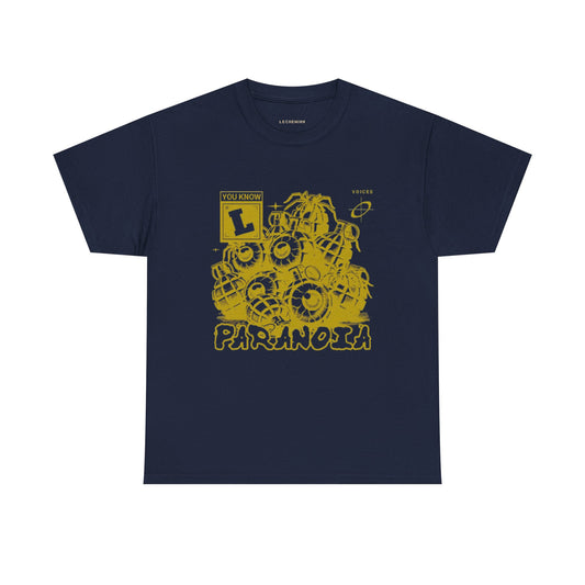 Heavy "Paranoia" Cotton Navy/Yellow Tee