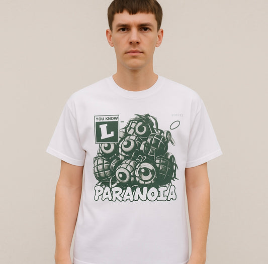 Heavy "Paranoia" Cotton White/Green Tee