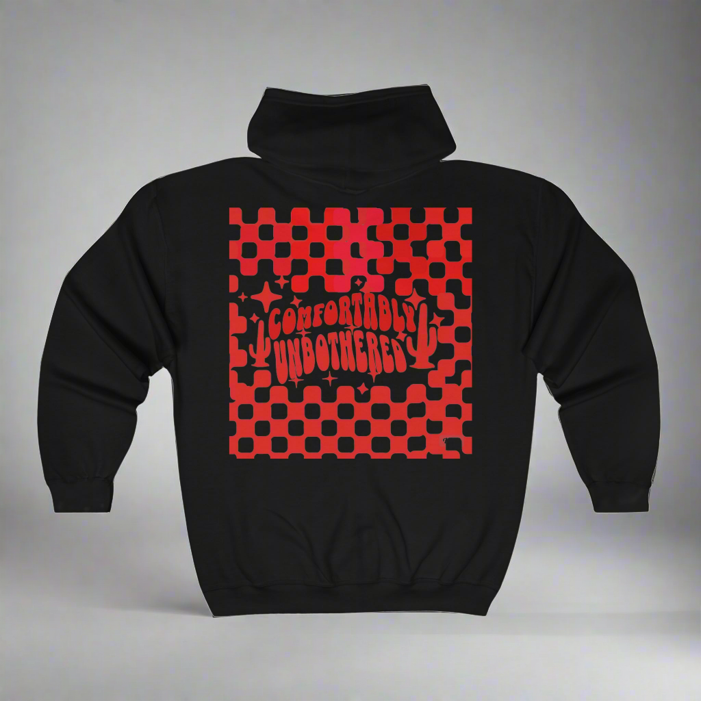 "Comfortably Unbothered" Full Zip Hooded Sweatshirt -Lecheminn-