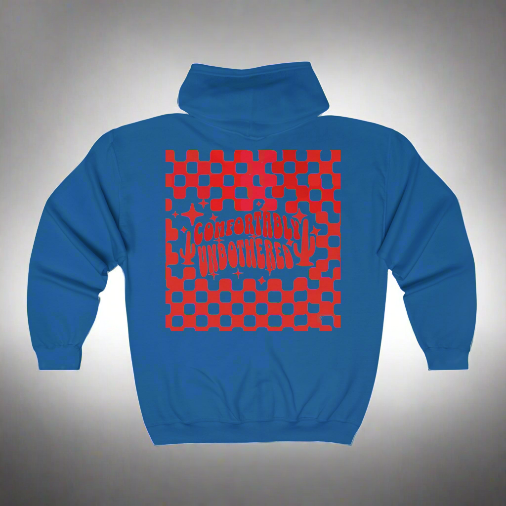 "Comfortably Unbothered" Full Zip Hooded Sweatshirt -Lecheminn-